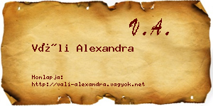 Váli Alexandra névjegykártya